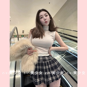 柔软亲肤 TiTi美少女 性感纯欲高领微透显身材外搭背心女上衣