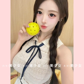 显瘦减龄上衣 纯欲风甜美爱心镂空翻领针织马甲修身 TiTi美少女