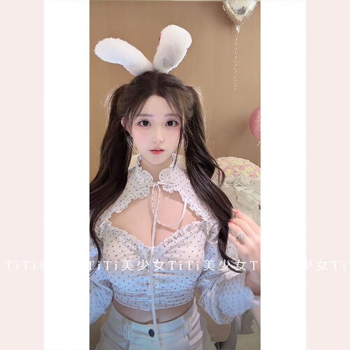 纯欲性感长袖高腰短款上衣