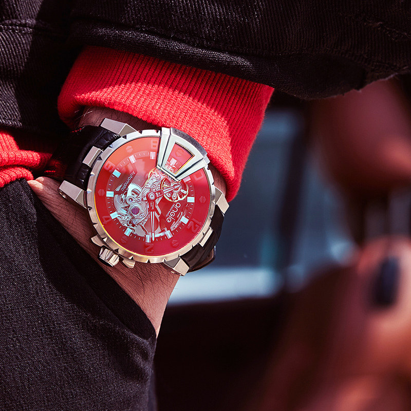 angie男士手表男镂空机械表男表瑞士学生潮流大表盘十大品牌防水