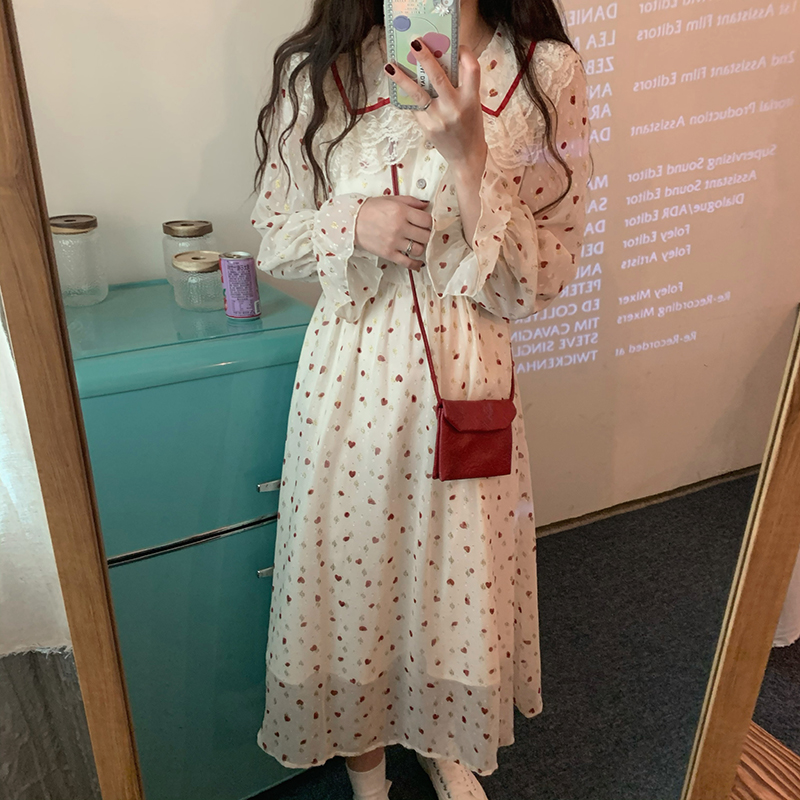 Real auction real price - Super fairy first love Platycodon grandiflorum skirt mesh doll collar Floral Dress