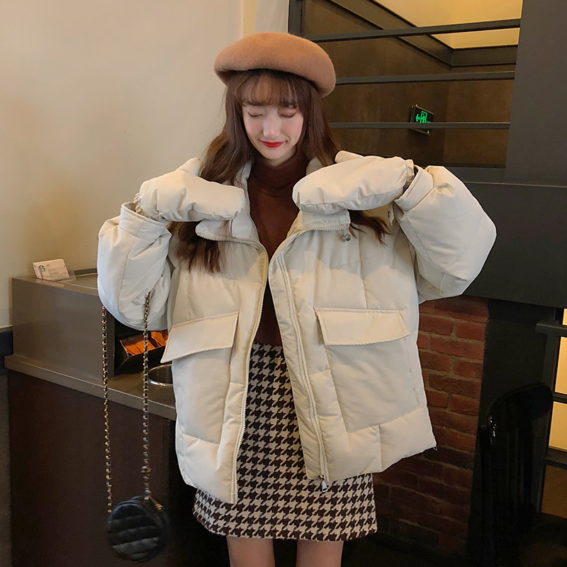 Real shot real price winter Korean thickened student bread suit with loose cotton padded clothes and gloves