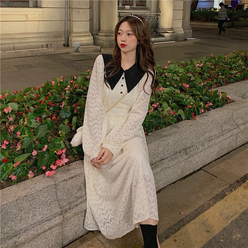 Real shot real price ~ French Chic minority over knee skirt with gentle waist closing fairy style dress