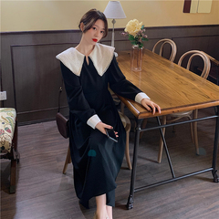 Real price ~ French doll collar waist soft wind Long Sleeve Dress