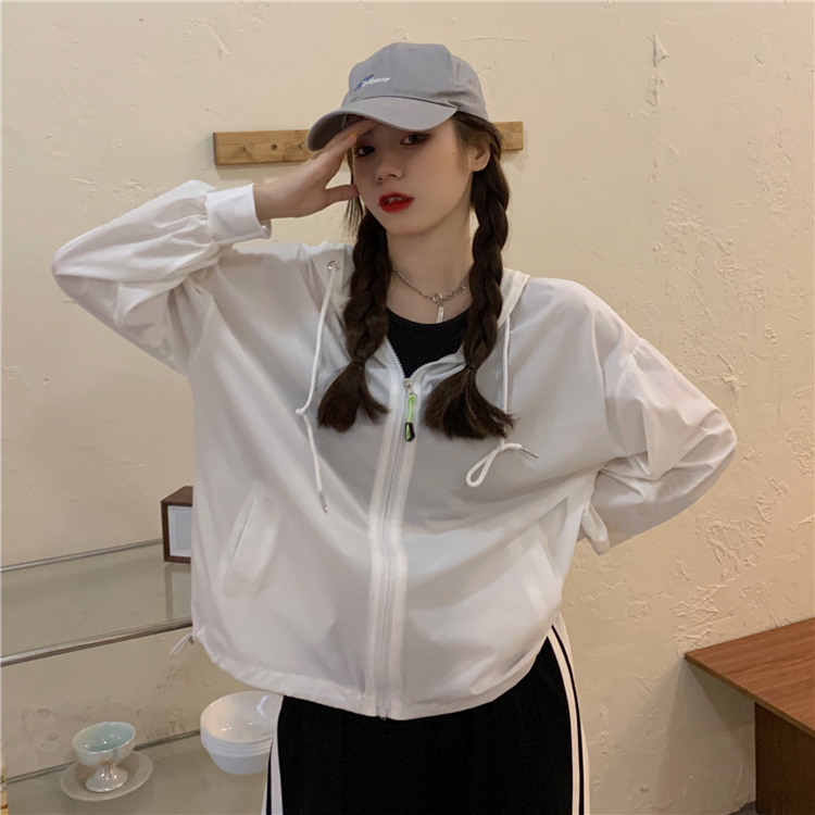Real price ~ 2021 summer new chic drawstring hooded sunscreen casual fashion cardigan