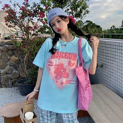 Real shot real price ins Amoi versatile personality sweet 3D three-dimensional letter top loose T-shirt