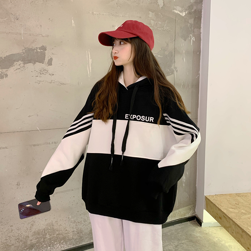 Korean chic casual loose long sleeve women's versatile personalized letter simple sweater