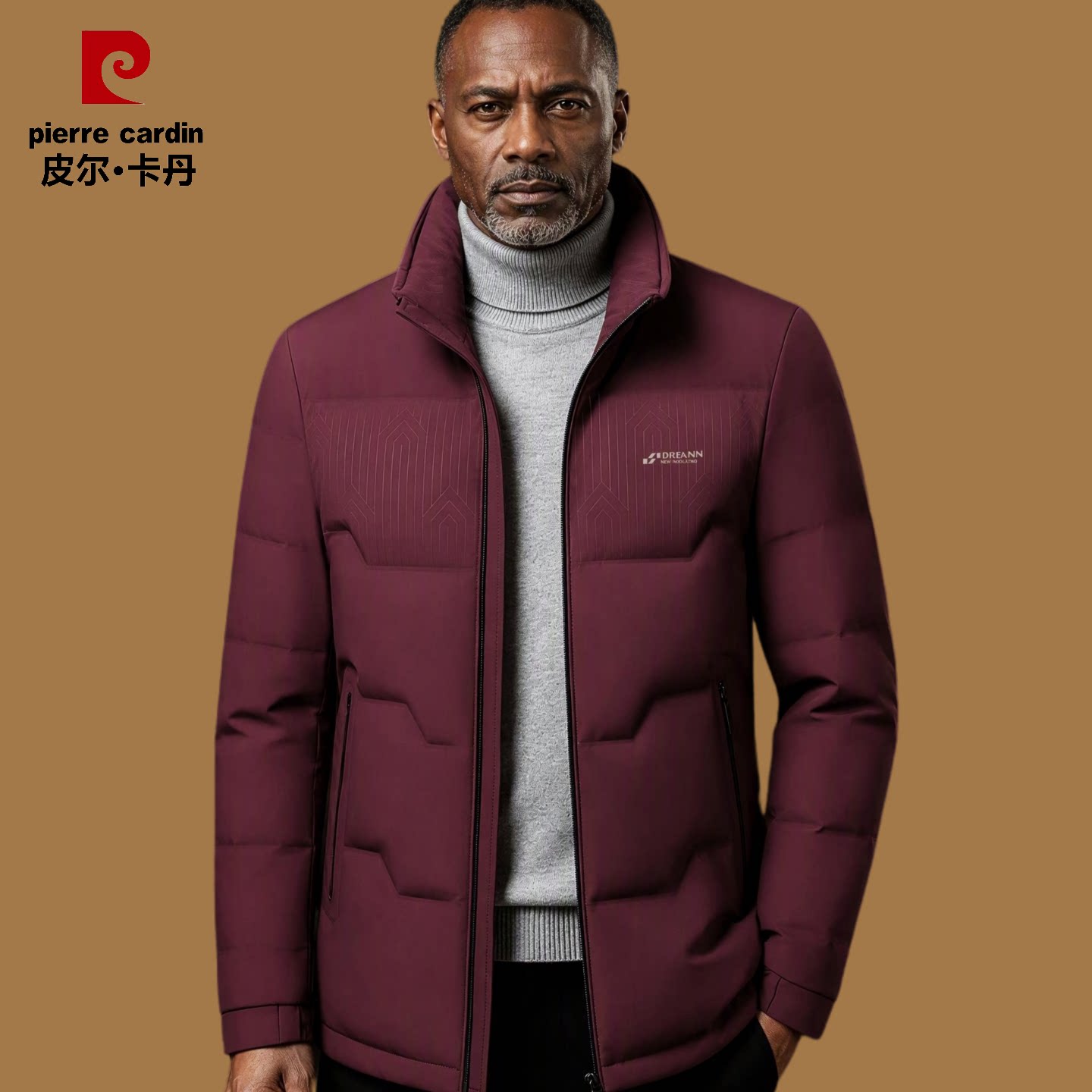 皮尔卡丹高档羽绒服冬季轻薄款中老年爸爸商务休闲白鸭绒男士外套