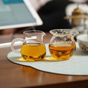 观山见物 玻心璃语手作玻璃公道杯防烫不烫手分茶器高端茶海公杯