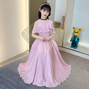 女童碎花长款连衣裙夏季2026新款儿童女夏天沙滩裙子女孩雪纺夏装