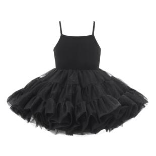黑天鹅连衣裙女童公主裙礼服纱裙花童蓬蓬裙蛋糕裙软纱透气繁星黑