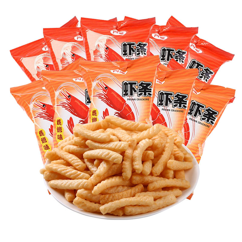 四洲原味虾条40g*10袋香脆膨化食品非油炸怀旧零食休闲零食大礼包
