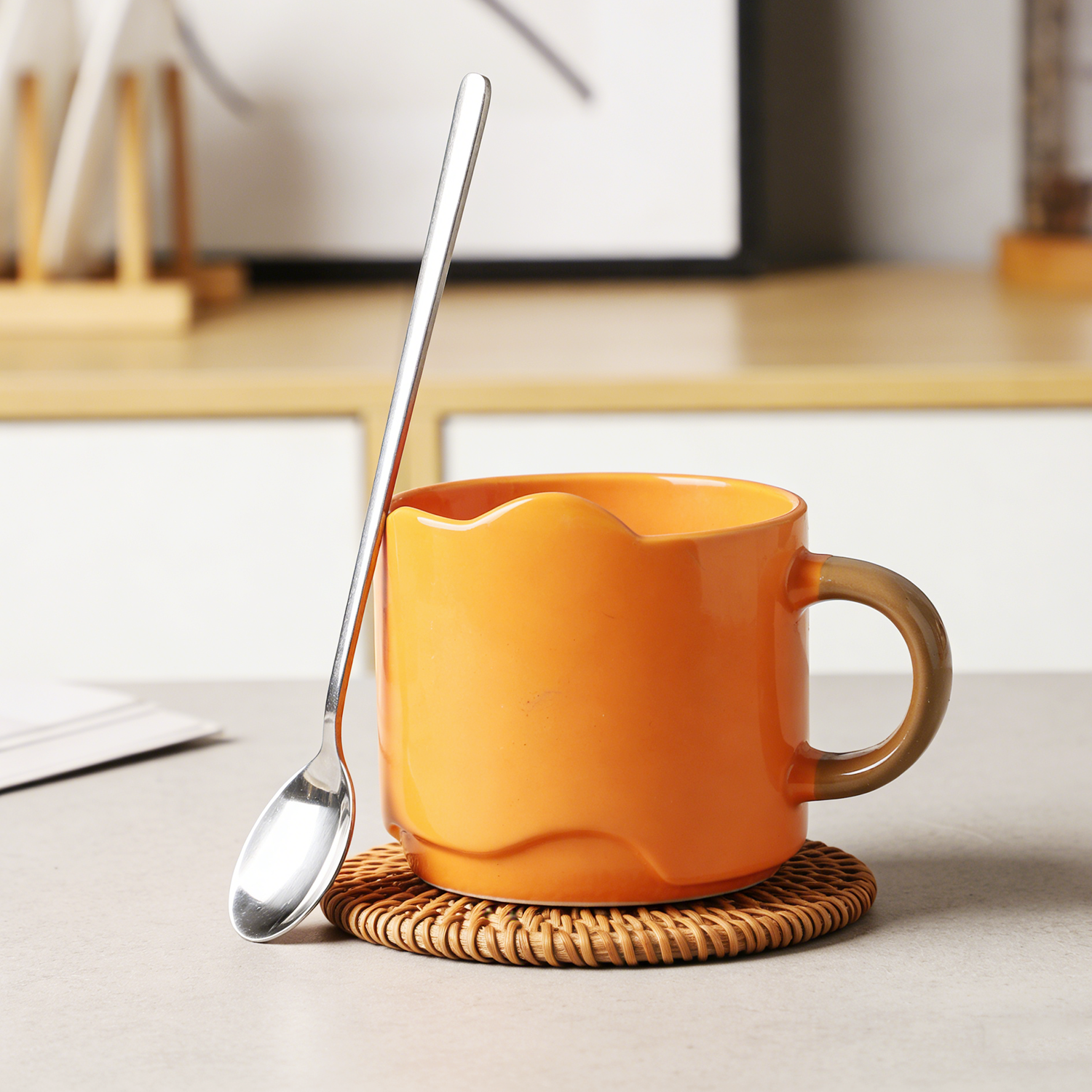 三瓷家 简约橙色陶瓷马克杯大容量咖啡杯茶杯情侣杯叠口杯包邮,餐饮具,马克杯,淘宝优惠券,粉丝福利购,淘宝优惠卷