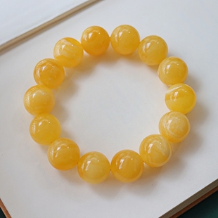 正品 文玩原创珠宝饰品 天然俄料精品黄花蜡蜜蜡16.5mm圆珠手串男款