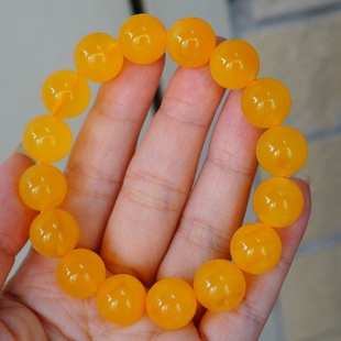 正品 天然俄料蜜蜡精品焦皮料蜜糖色13mm圆珠手串文玩收藏珠宝饰品