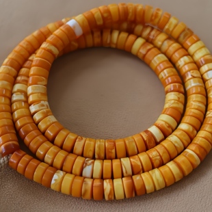 正品 天然俄料高品质老蜡蜜蜡10mm药片多圈手链文玩收藏珠宝饰品