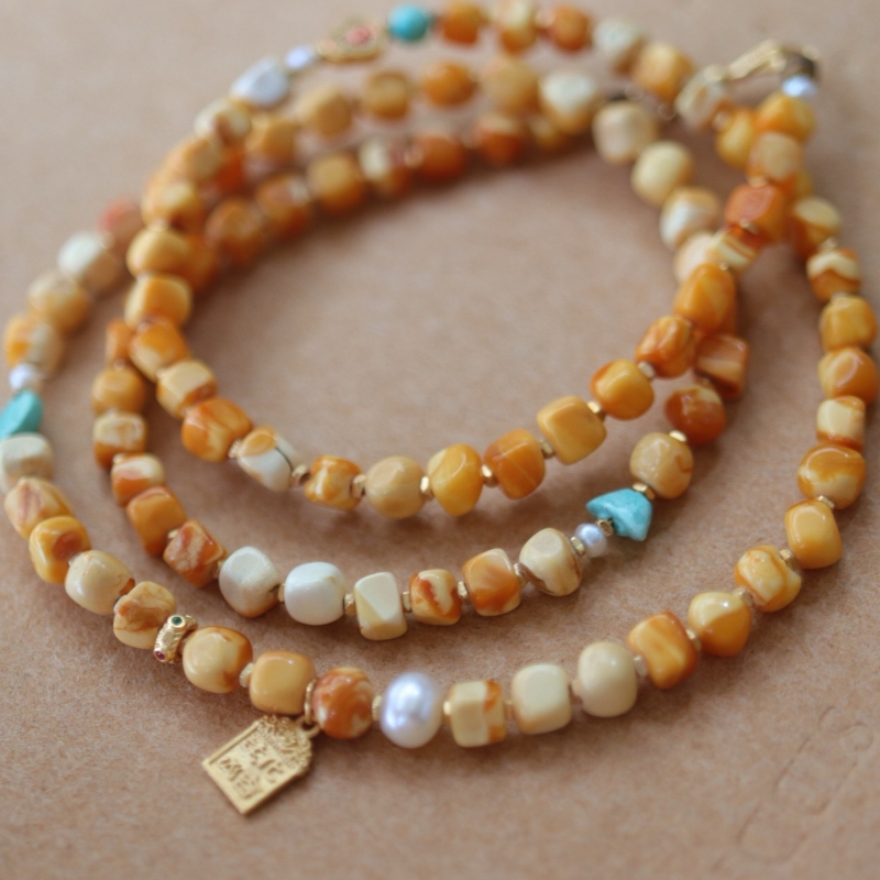 正品天然俄料高品质老蜡蜜蜡5mm多圈手链项链文玩时尚珠宝饰品