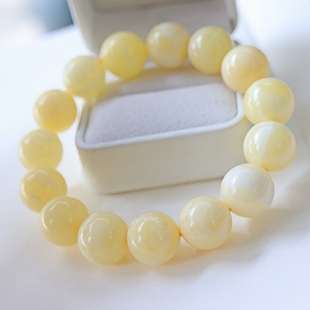 正品 手链文玩收藏珠宝饰品 天然俄料蜜蜡高品质14.5mm圆珠手串男款