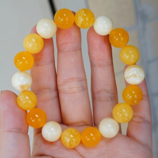 正品 天然俄料精品焦皮料多宝蜜蜡11mm圆珠手串文玩收藏珠宝饰品