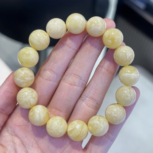 正品 天然俄料高品质白虎皮纹蜜蜡12mm圆珠手串文玩收藏珠宝饰品