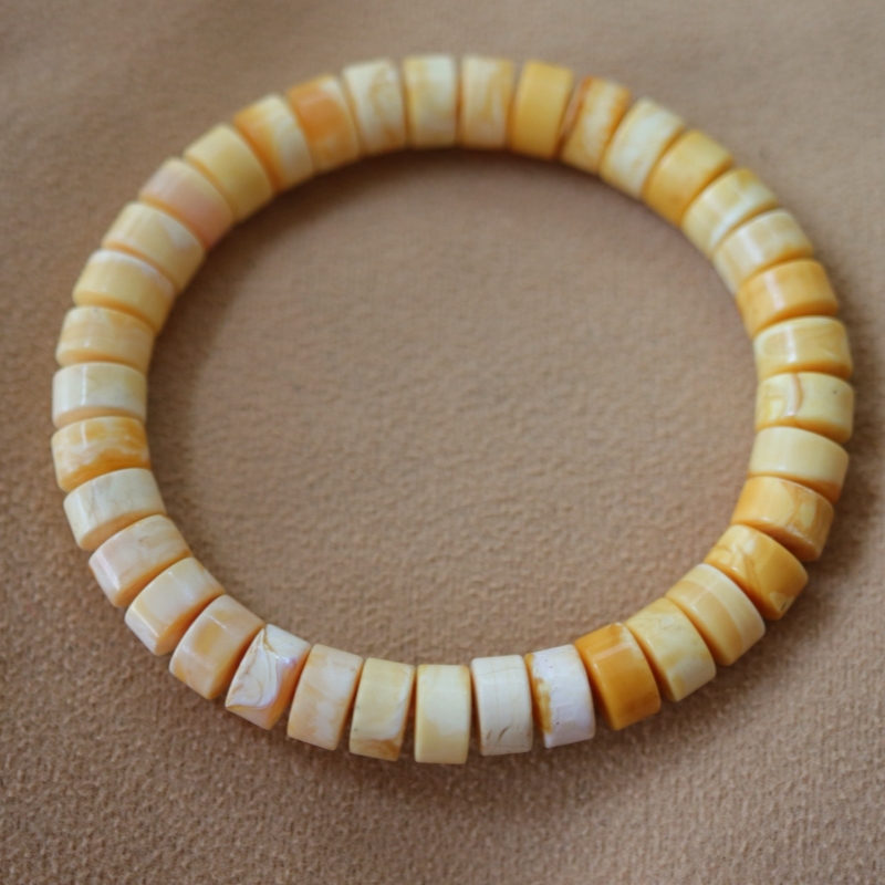 正品天然俄料精品小年份满蜡老蜡蜜蜡8.5mm药片手链文玩珠宝饰品