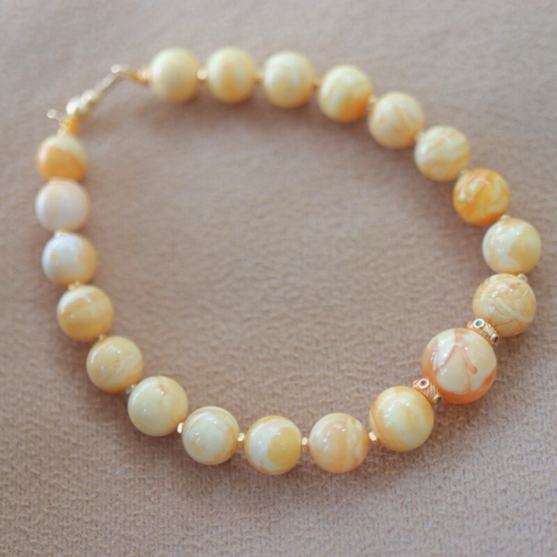 正品天然俄料精品小年份老蜡蜜蜡7mm圆珠手链女款文玩珠宝饰品