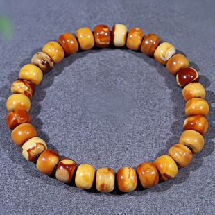 正品 天然俄料蜜蜡精品老花蜡老型鼓珠7.9mm手串文玩收藏珠宝饰品