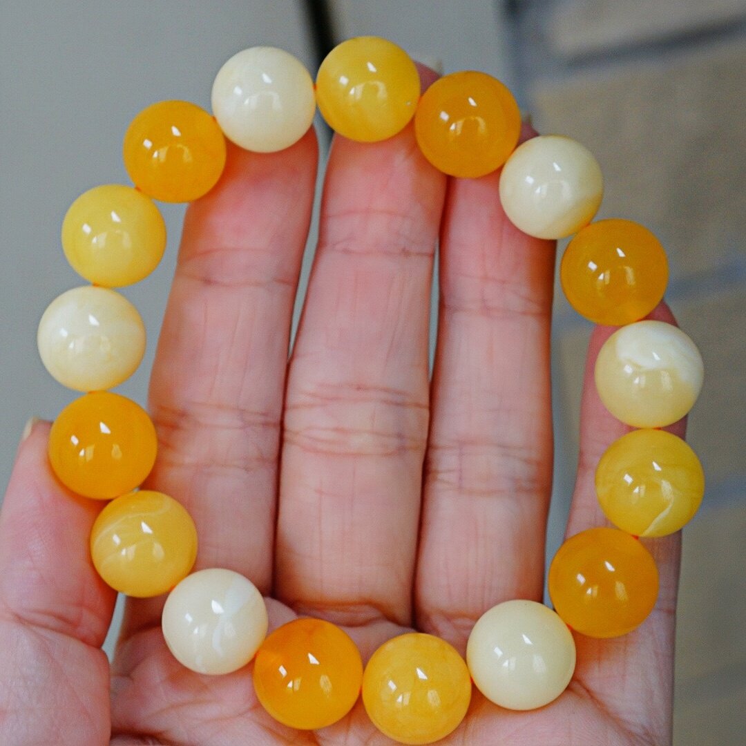 正品天然俄料精品焦皮料多宝蜜蜡12mm圆珠手串时尚潮流珠宝饰品