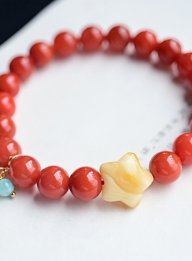 正品天然川料南红9mm圆珠手串女款手链文玩时尚百搭工艺珠宝饰品