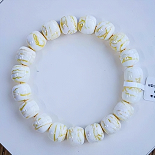 正品 天然俄料蜜蜡精品漆瓷白虎皮千层12mm老型手串文玩珠宝饰品