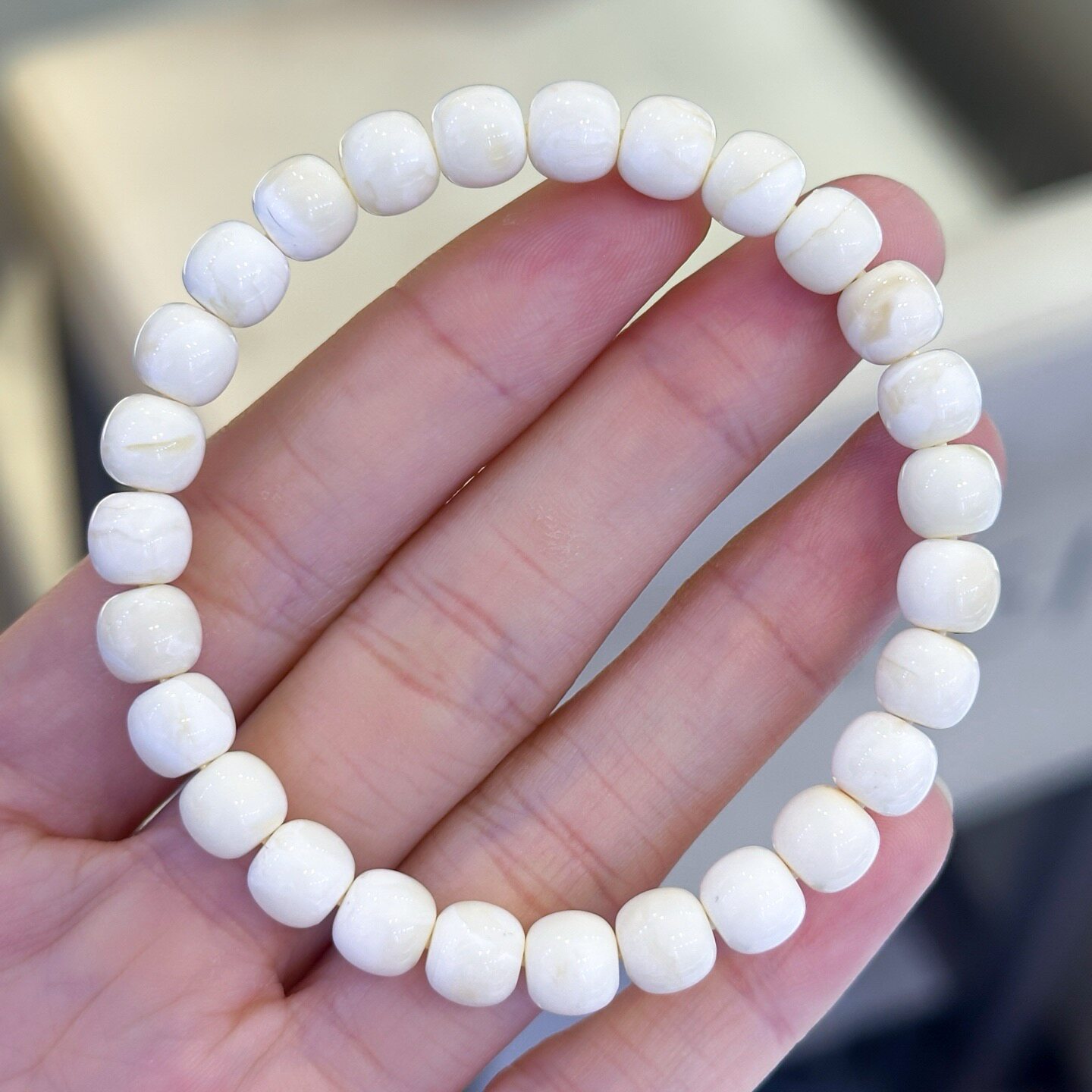 正品天然俄料高品质骨瓷白蜡蜜蜡7mm老型手链女款文玩珠宝饰品