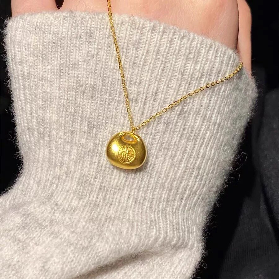正品小胖福项链女款金元宝新中式不褪色锁骨链轻奢小众珠宝饰品
