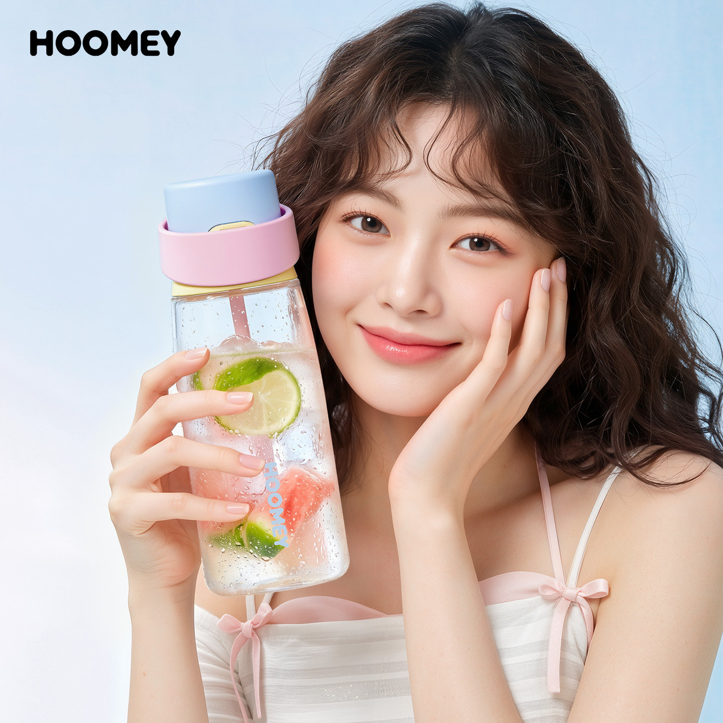 hoomey嘀嗒吸管水杯高颜值女新款大容量便携塑料运动杯子学生夏