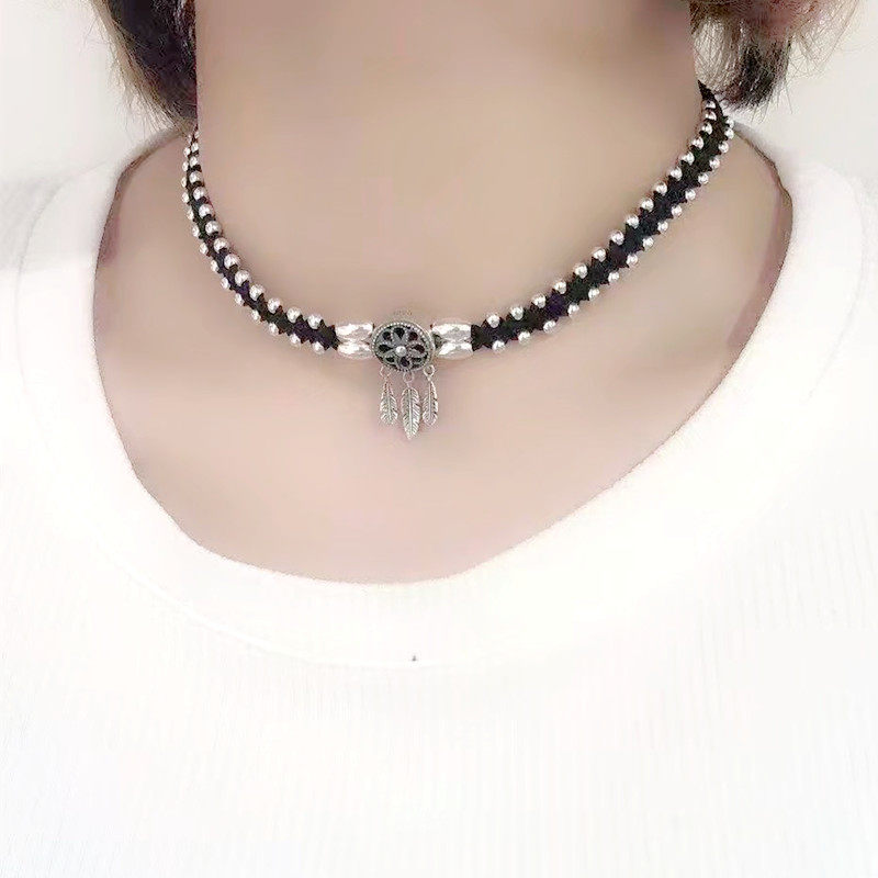 s925纯银梦想成真手工黑绳项链2021年新款女夏季简约百撘脖子项圈