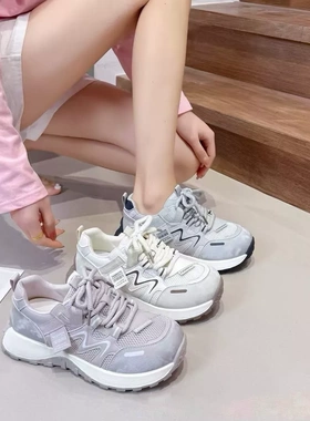 春达女鞋2026春季新款厚底时尚百搭舒适休闲超轻双网阿甘鞋20099