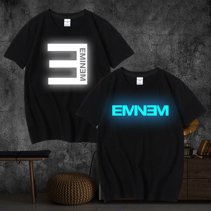 Eminem T-shirt Noctilucent Reflective Short sleeved Rock Hip hop Band Hip hop Large clothes Eminem eminemin the Men's clothing, T-shirt  category - from Buy2taobao.com to provide professional Taobao agent buy service