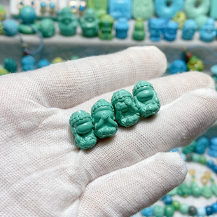 天然松石四不 不说不看不想不听 无相佛9乘14mm