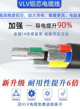 铝芯VLV3 4 5芯架空电力电缆YJLV22铠装50 70 95 120 150 185平方