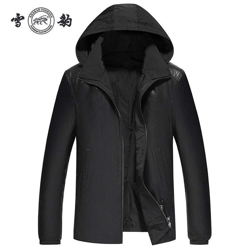 雪豹运动抗皱薄款可收纳真皮皮衣