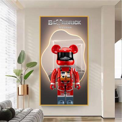 暴力熊入户玄关装饰画潮牌走廊过道正对门客厅壁画墙贴高清自粘画