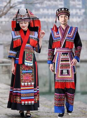 广西壮族服装三月三少数民族成人男女瑶族演出服苗族黎族土家族黑