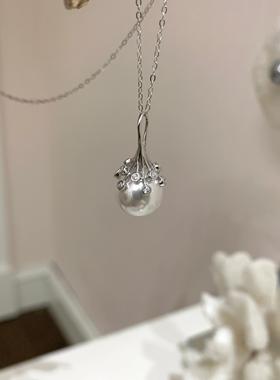 s925烟花珍珠项链女锁骨链