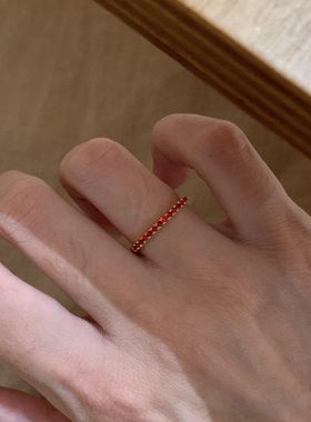 s925银红色极细小排钻戒指送女友