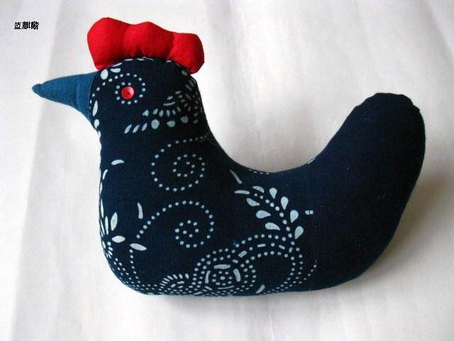 纯手工蓝印花布  大母鸡(中医把脉) 蓝麒麟蓝印花布工艺坊