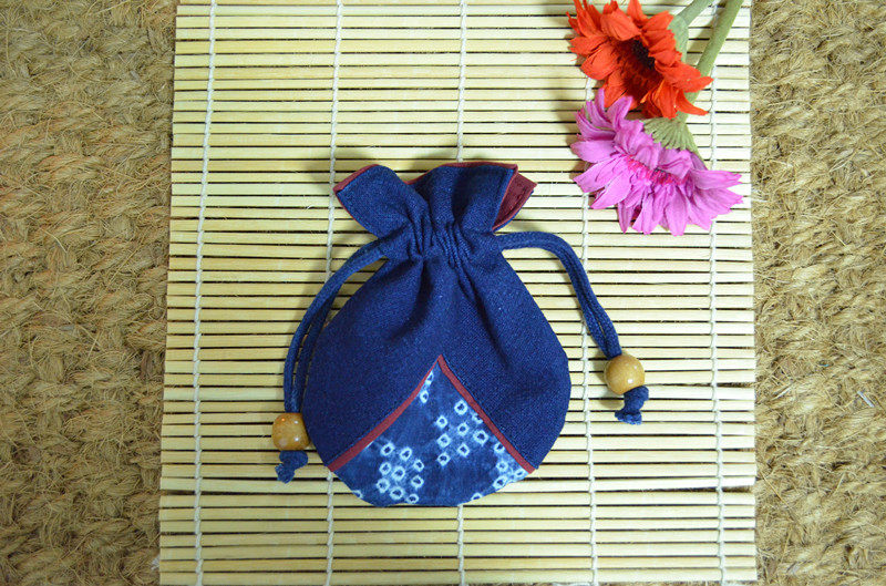 南通特产纯手工蓝印花布 a052扎染收带包/零钱包 老字号蓝麒麟牌