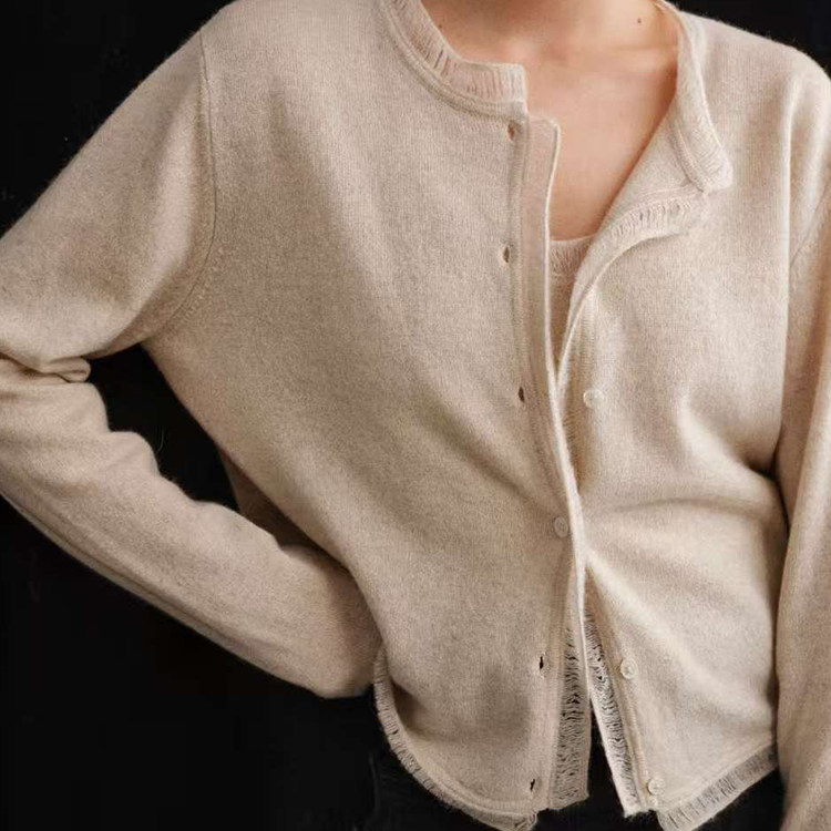 阿树家 GUM| l00羊绒花纱法式花边开衫&v领吊带