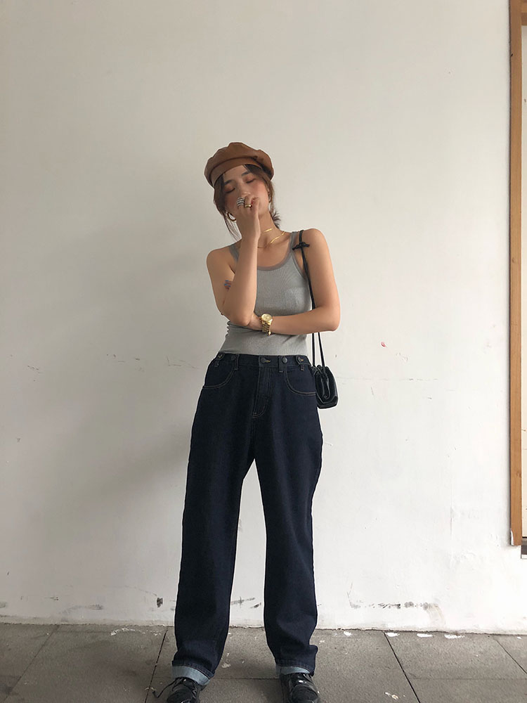 12-01新券Del 很牛原色牛仔裤女直筒宽松秋季女士春秋显瘦显高阿水