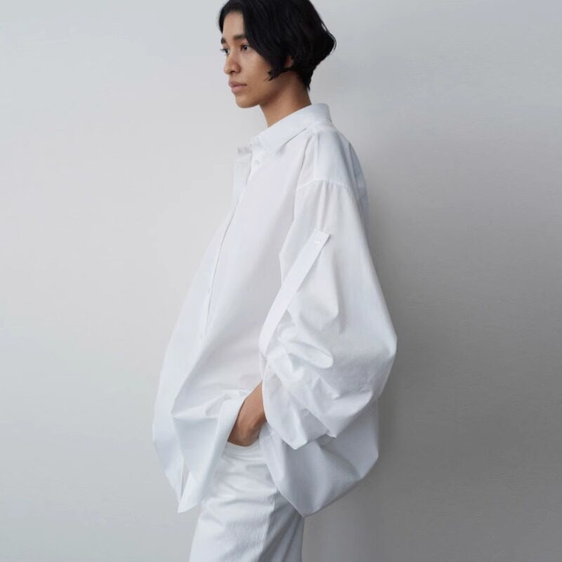 可调节长袖慵懒风宽松衬衫女