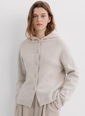 nothing written羊毛毛衣开衫外套女秋冬新款moia高级感连帽针织