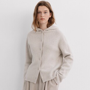 nothing written羊毛毛衣开衫外套女秋冬新款moia高级感连帽针织